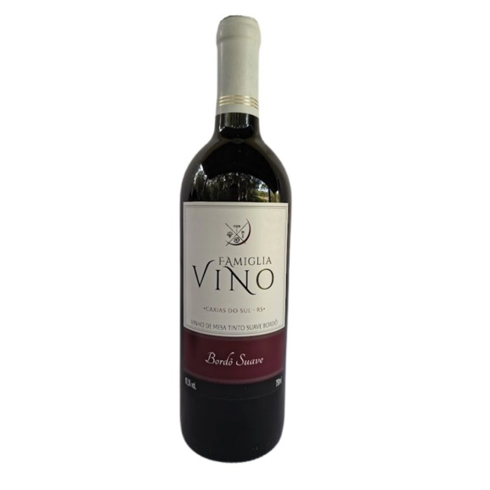 Caixa com 6 garrafas de 750 ml Vinho Bordô Suave _ Famiglia Vino