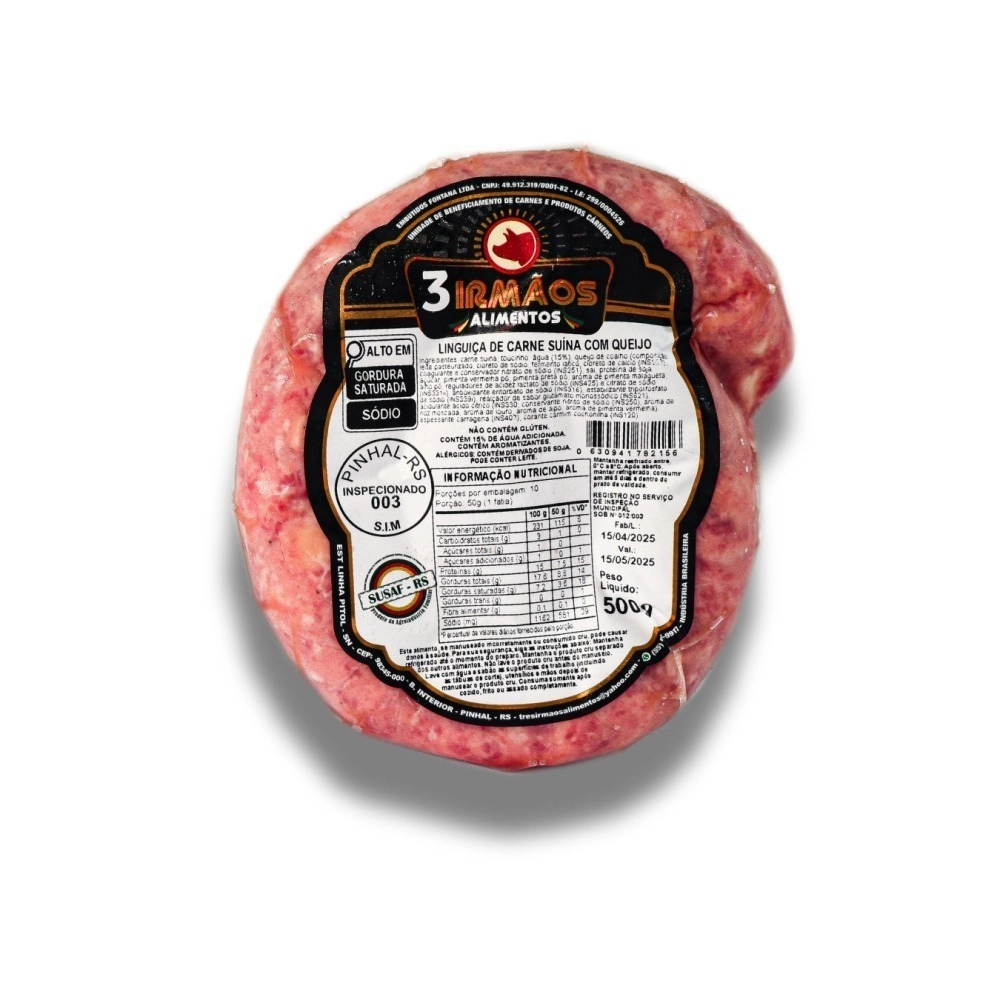 LINGUIÇA DE CARNE SUINA COM QUEIJO  500g