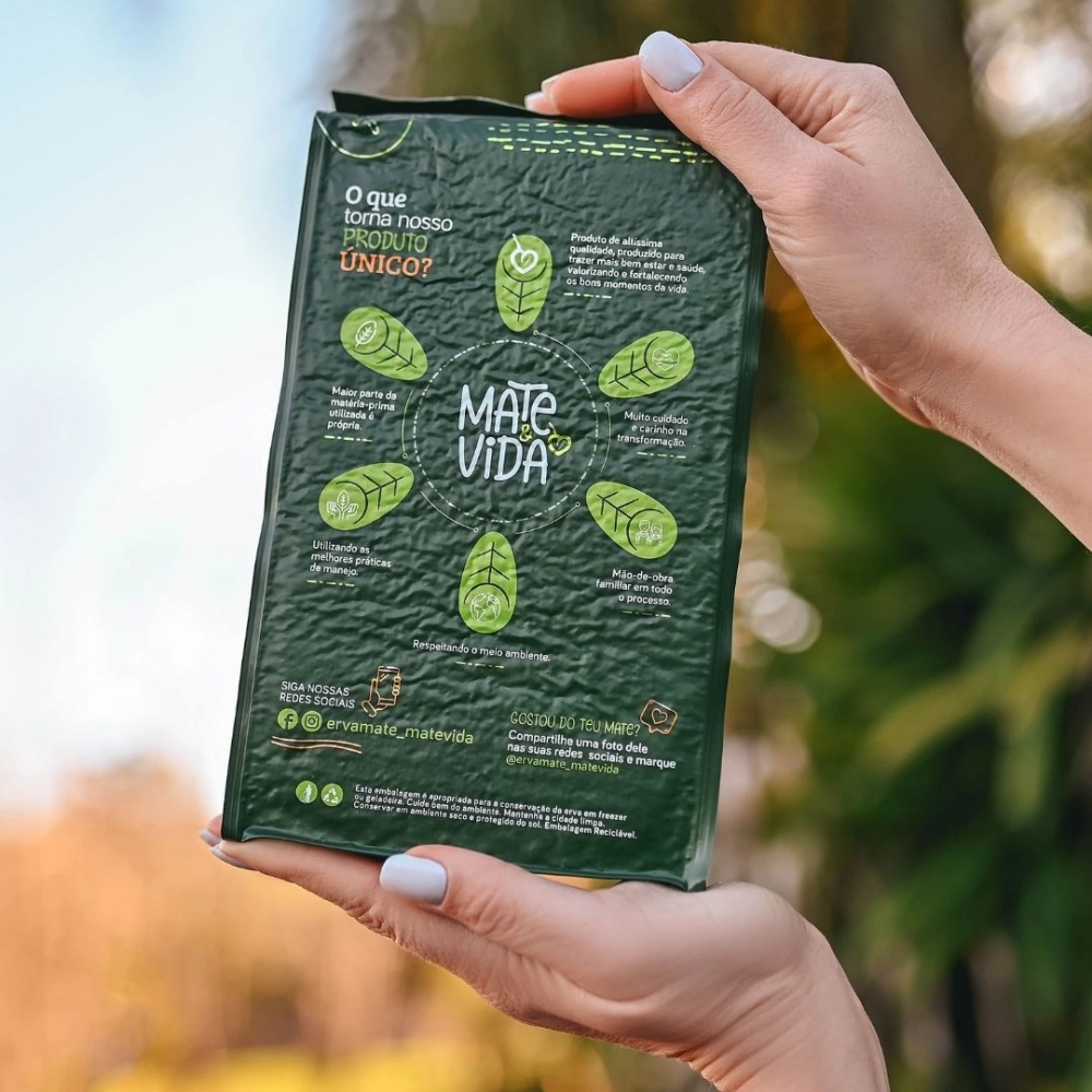 Mate&Vida Erva-Mate para Chimarrão Nativa sem Açúcar embalada a vácuo 1 kg (Caixa com 10 Unidades)