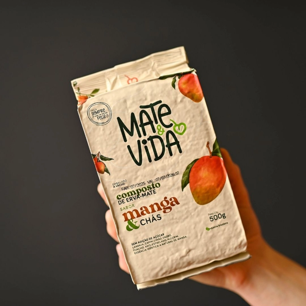 Mate&Vida Composto de Erva-Mate Sabor Manga e Chás 500 G embalada a vácuo (Caixa com 10 unidades)