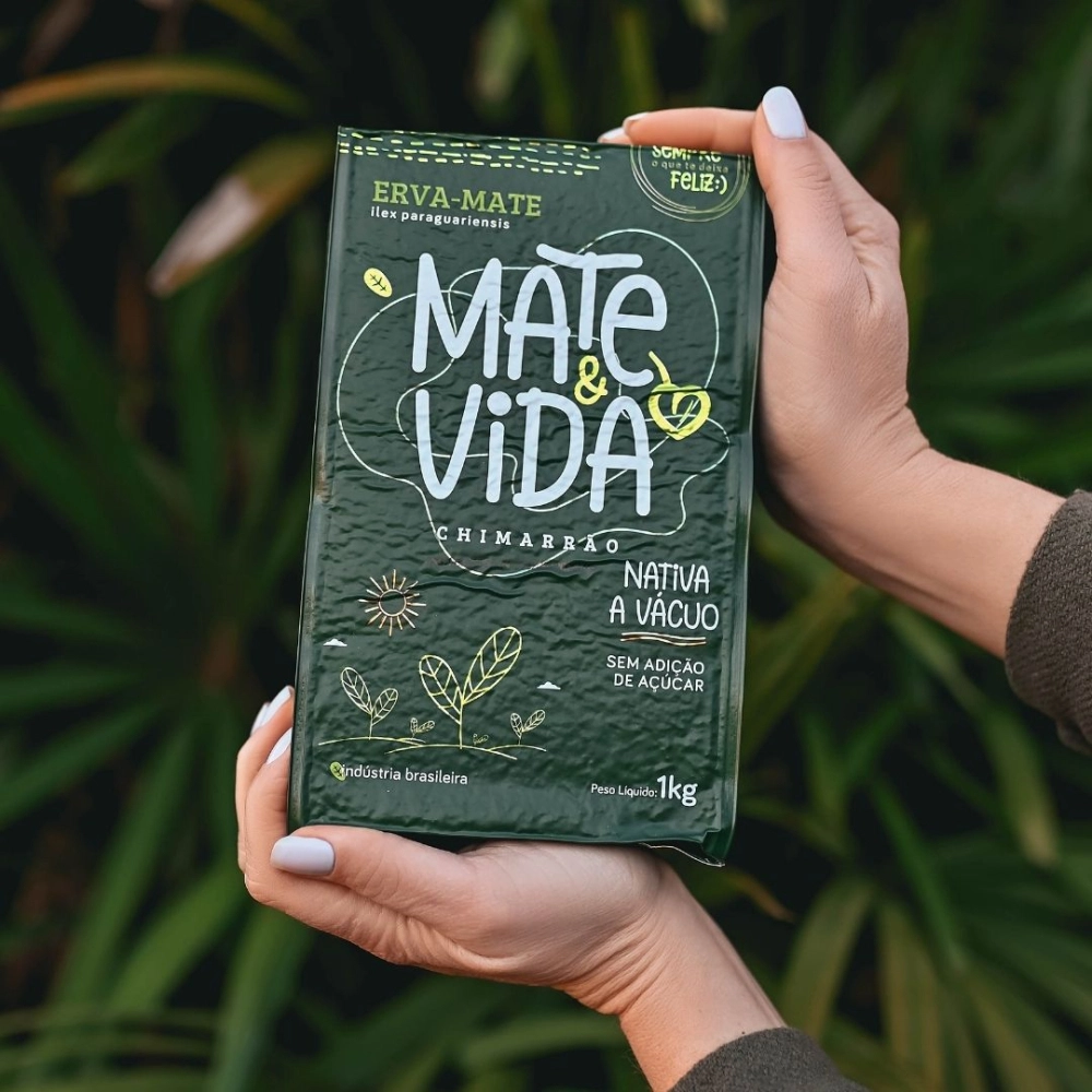 Mate&Vida Erva-Mate para Chimarrão Nativa sem Açúcar embalada a vácuo 1 kg (Caixa com 10 Unidades)